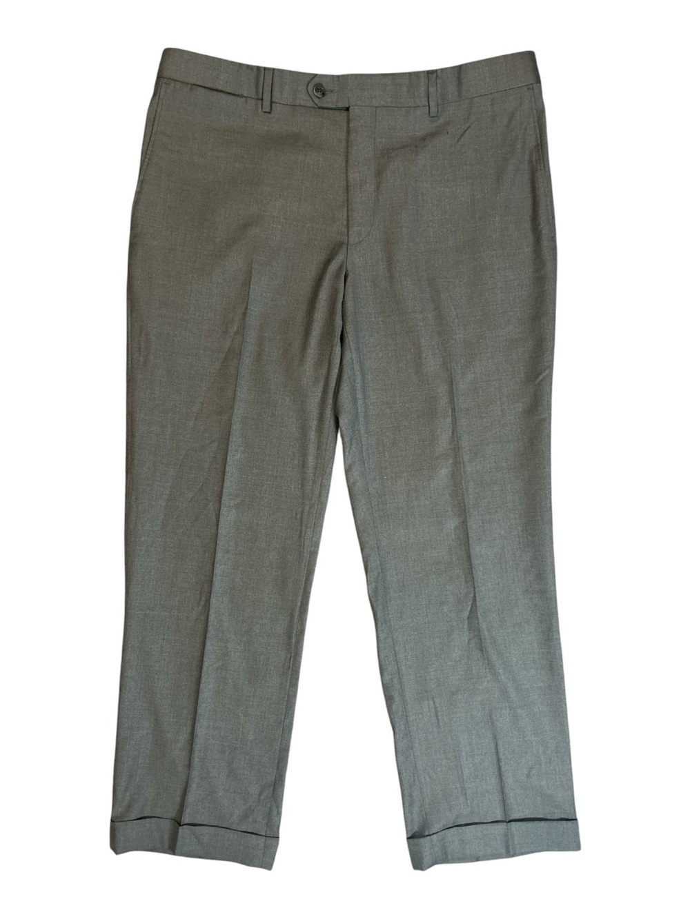 Coppley 1883 Mens Dress Pants 38R Gray 100% Wool Made in Canada Pleated Cuffed